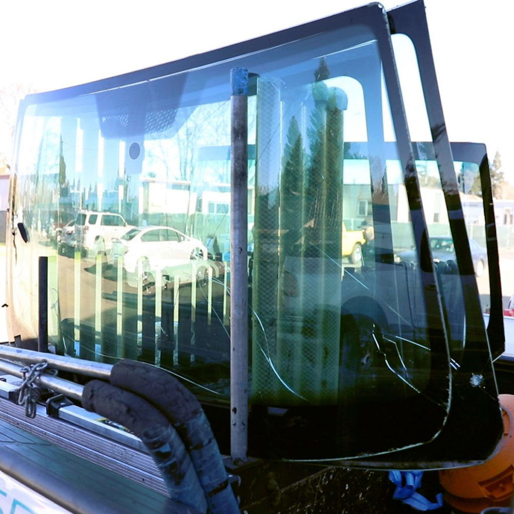 Glass rack in a truck