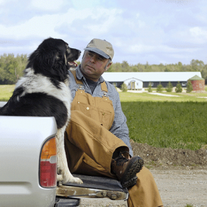 Man in pickup truck