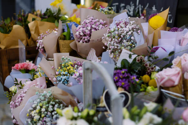 Bouquets of flowers from a florist