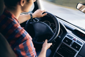 Driver in a van seat