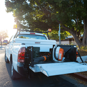 Landscaper truck with liftgate