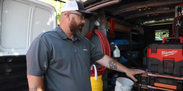 Storage in a plumbers van